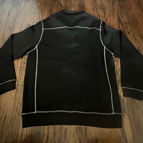 Mens Tommy Bahama Tobago Quarter Zip Black with white stitching Size L - Picture 4 of 5